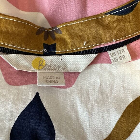 Boden Womens Notch Neck Mini Shift Dress Size 8 Mod Retro Print Cotton Pockets - Picture 7 of 8